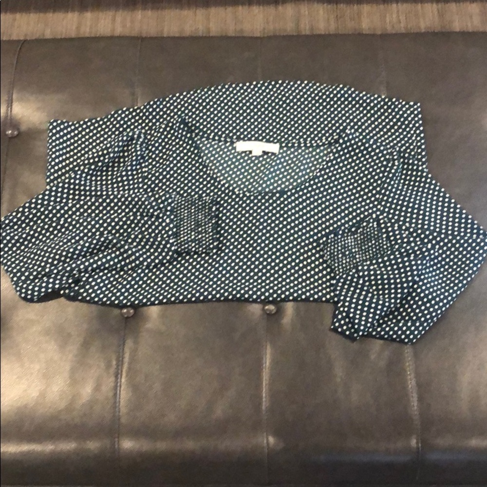 Loft Green Polka Dot Blouse - Size Large